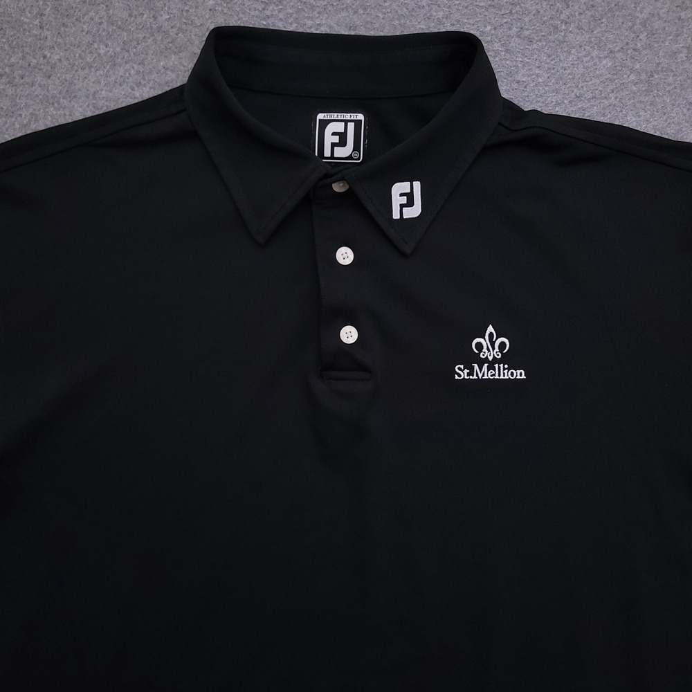 FootJoy Golf Polo Shirt Mens Large Black Tour Issue FJ Pro Collar St Mellion